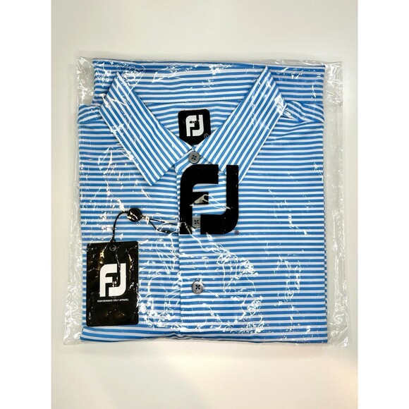 FOOTJOY Polo GOLF Shirt Lisle Striped Feeder TGA Texas Association Mens L NEW - Picture 1 of 10